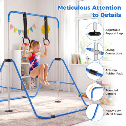 Kids Gymnastic Horizontal Bar | 4 Heights Navy Blue Training Bar