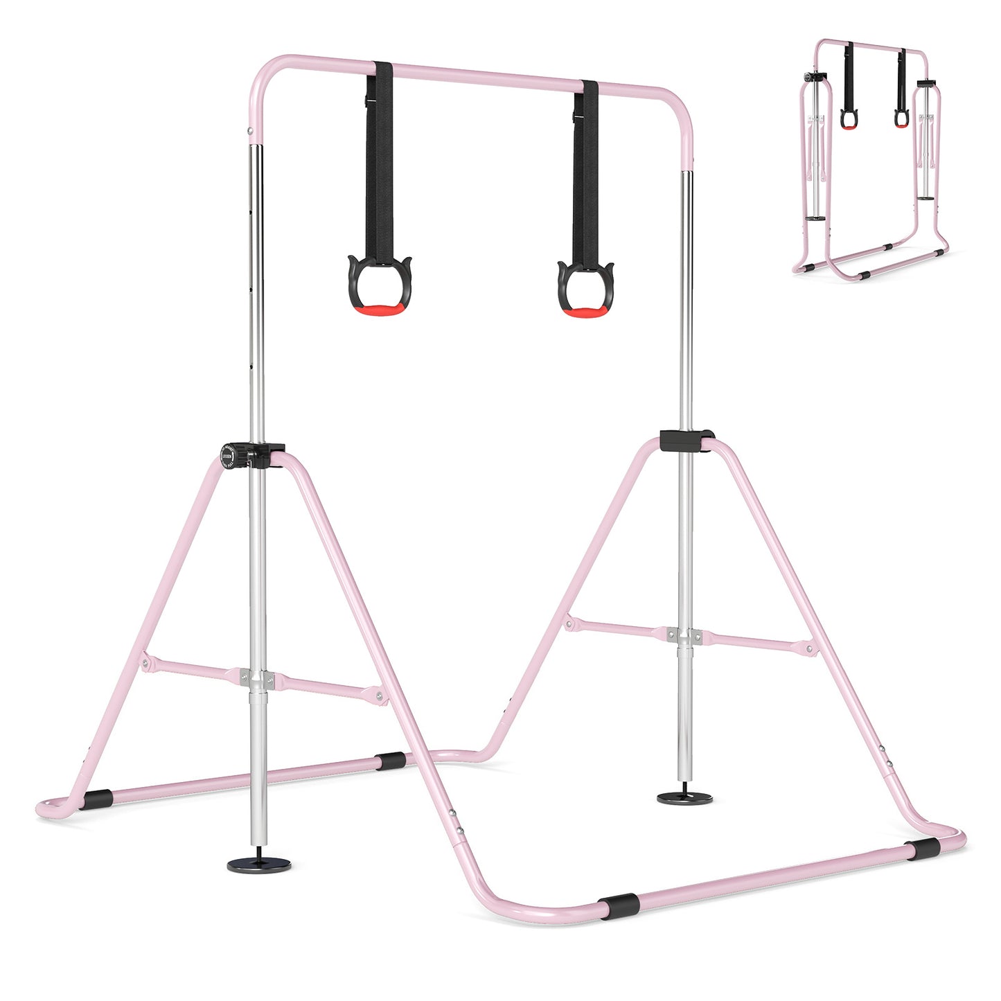 Pink Kids Gymnastic Bar | 4 Adjustable Heights & Foldable