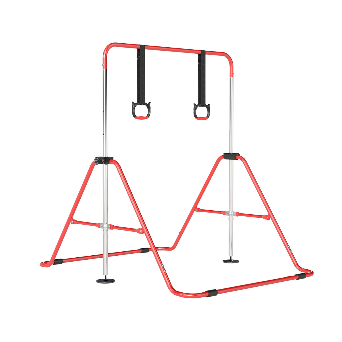 Kids Gymnastic Horizontal Bar 4 Heights with Rings | Red