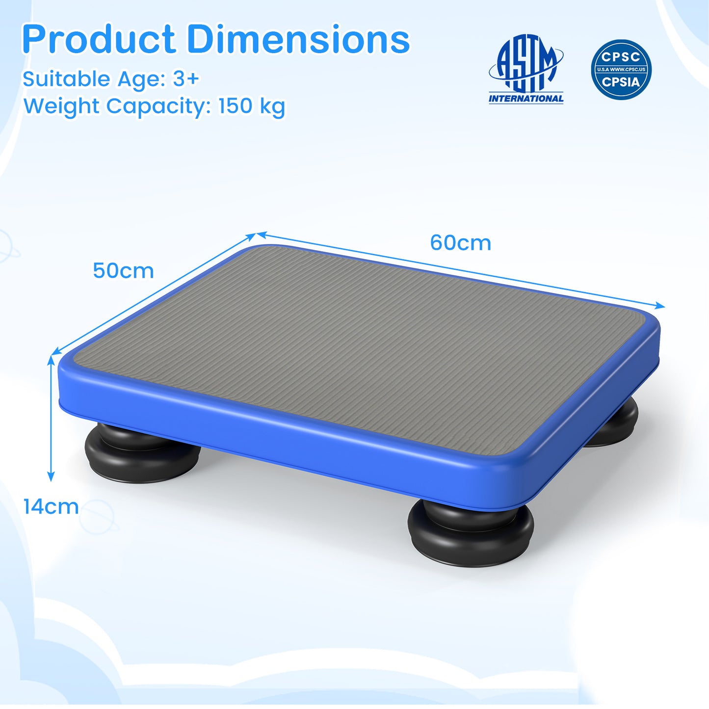 Kids Blue Mini Trampoline Rebounder 60x50cm