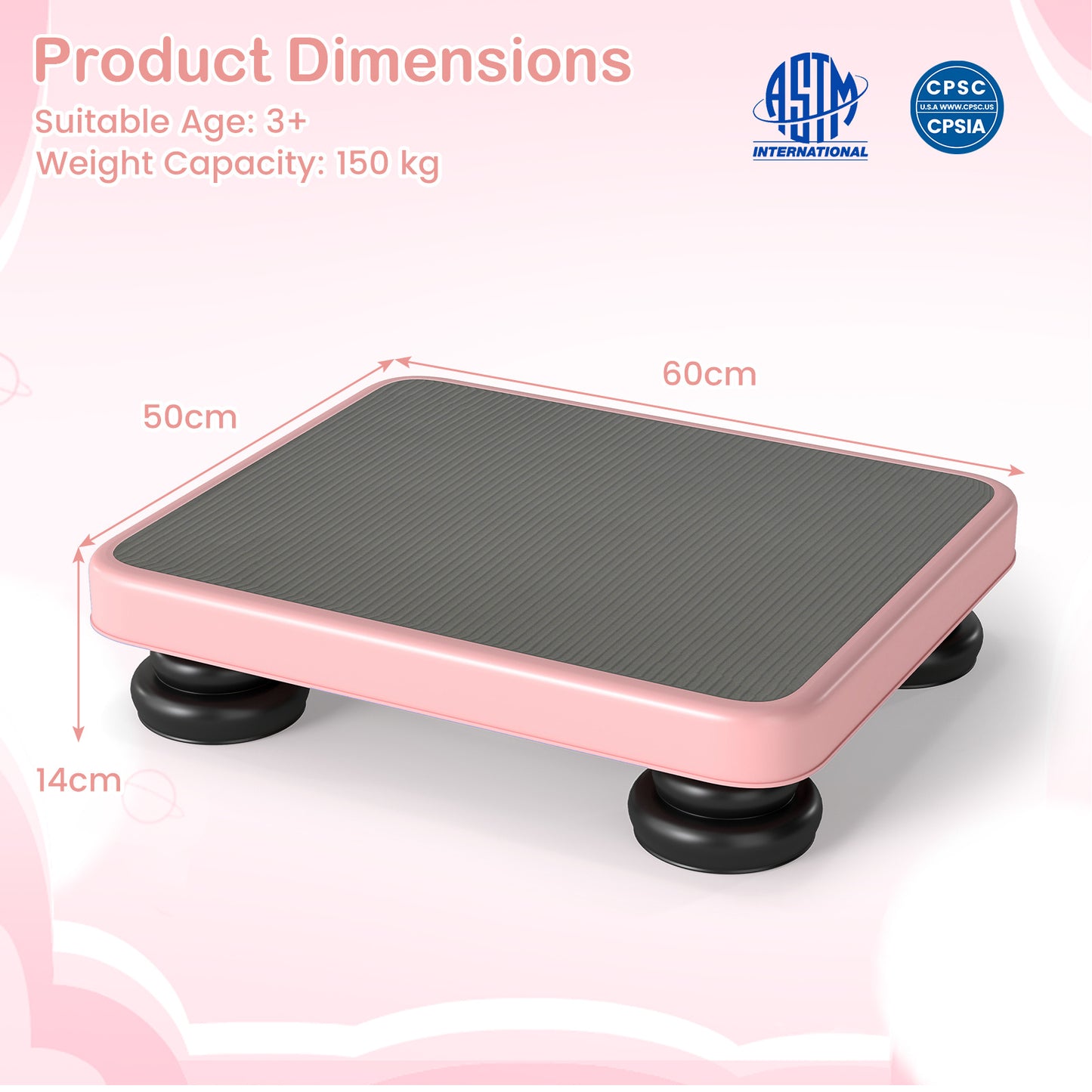 Kids Pink Mini Trampoline 60x50cm | Elastic Rope Rebounder