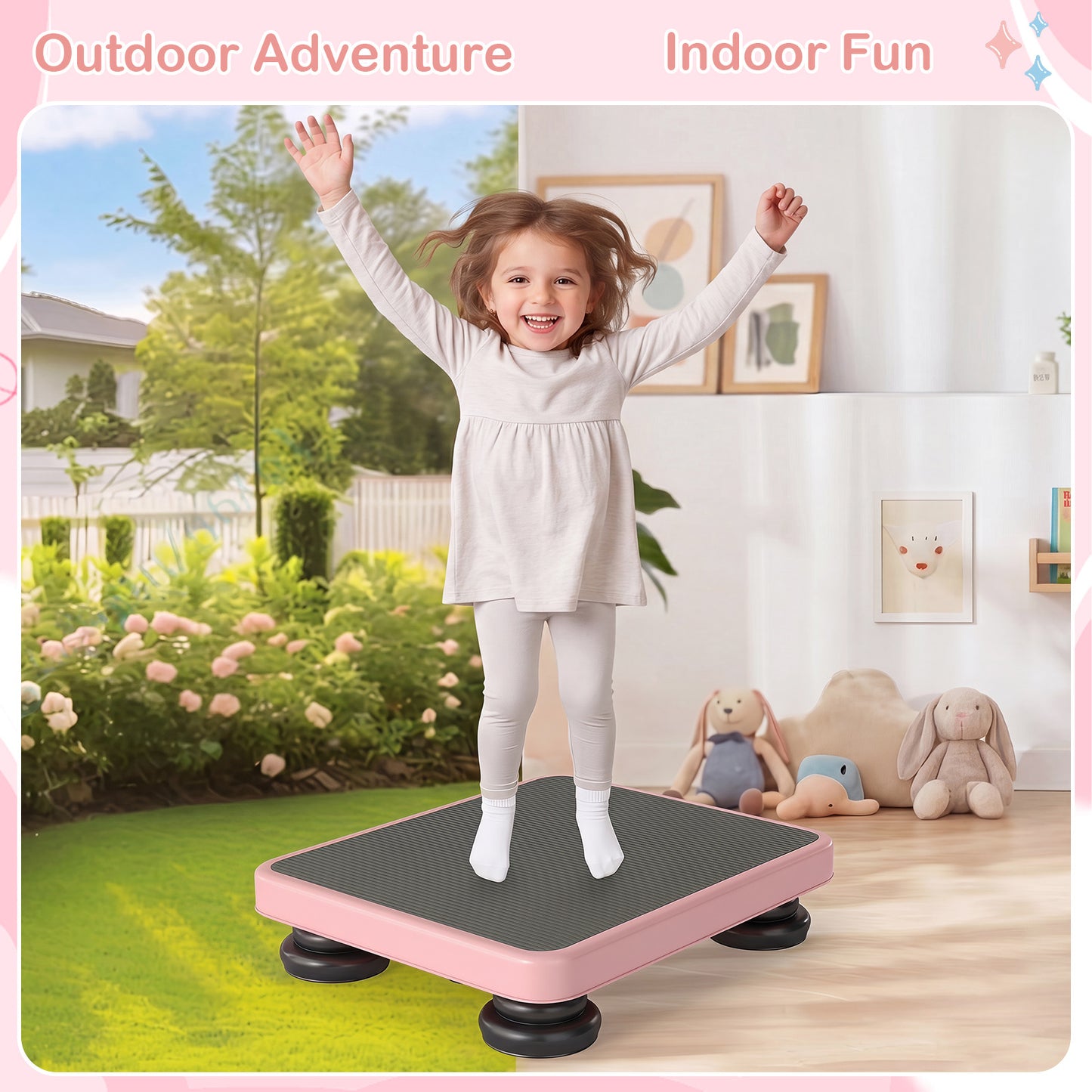 Kids Pink Mini Trampoline 60x50cm | Elastic Rope Rebounder