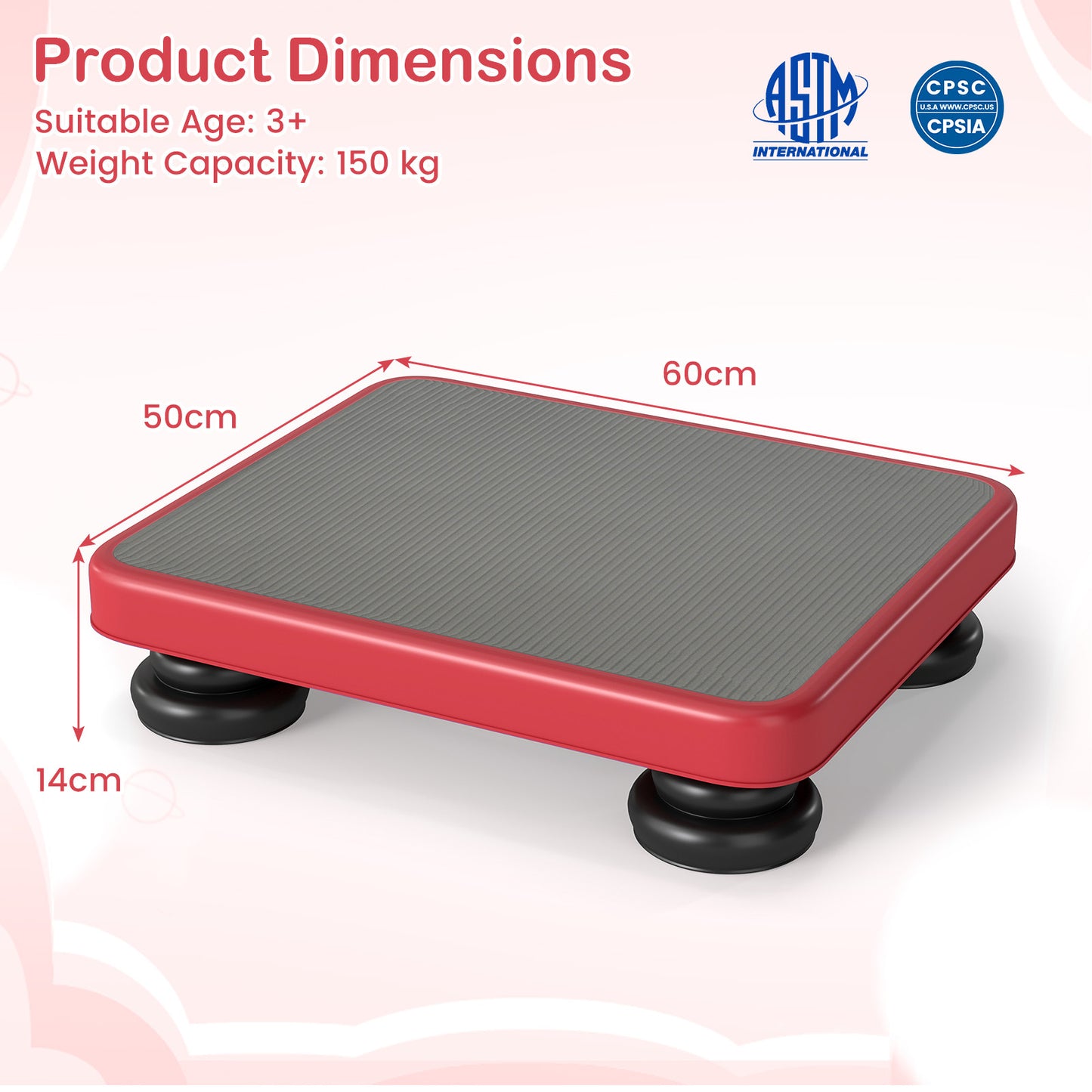 Kids Red Mini Trampoline 60x50cm | Elastic Rope Rebounder