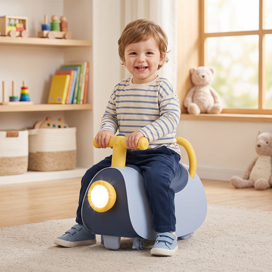 Costway Kids Ride On Push Car with Headlight and Music-Blue