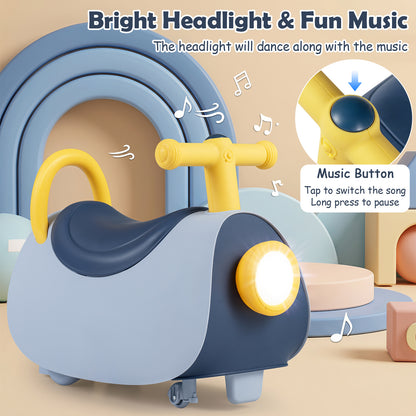 Blue Kids Ride On Push Car | Headlights Music & Storage