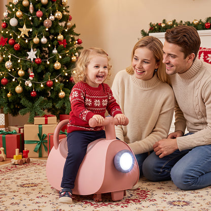 Pink Ride On Push Car for Toddlers | Headlights & Music