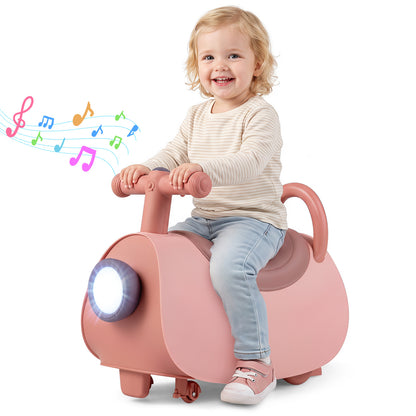 Pink Ride On Push Car for Toddlers | Headlights & Music