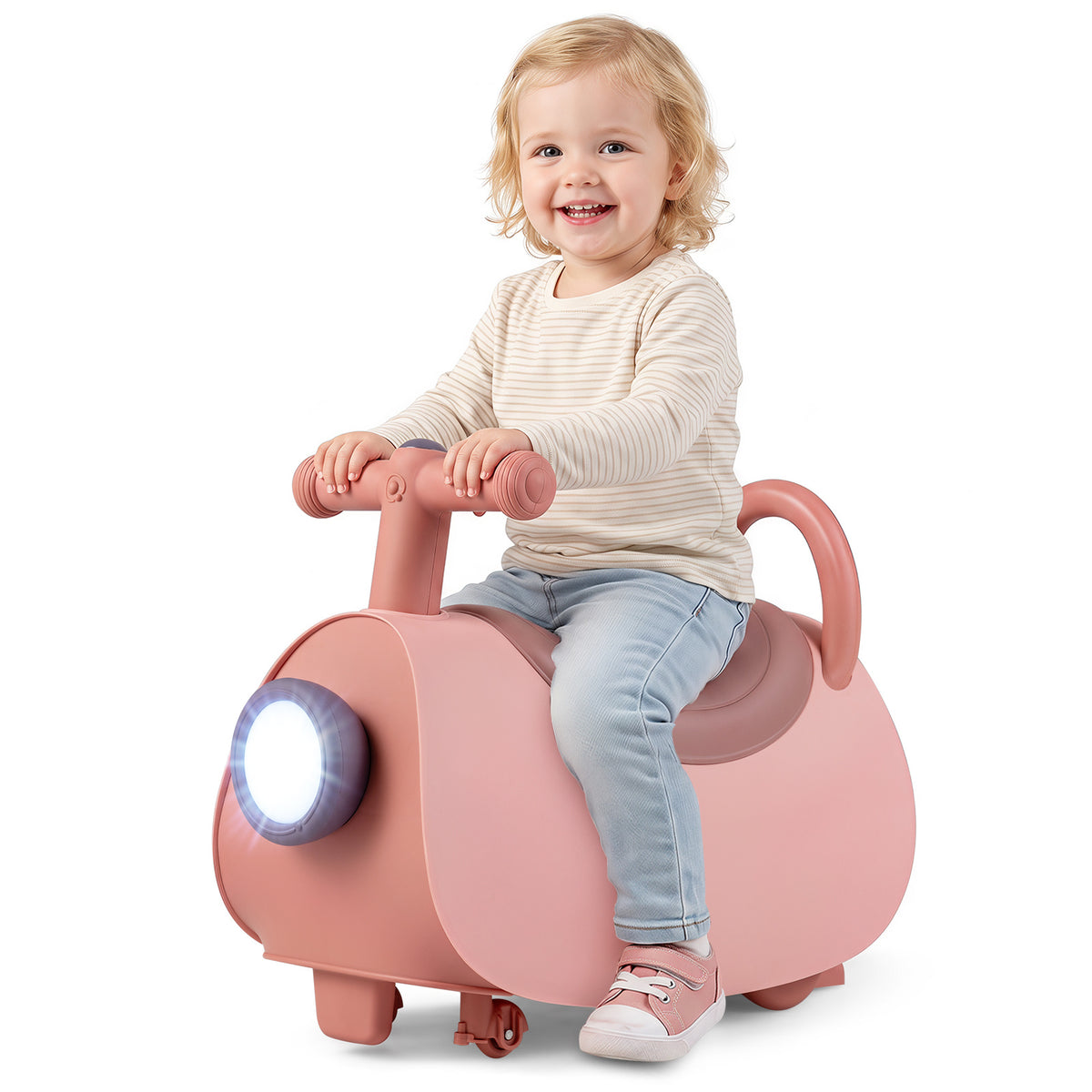 Pink Ride On Push Car for Toddlers | Headlights & Music