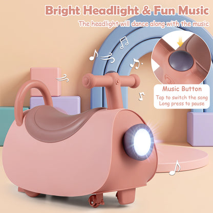 Pink Ride On Push Car for Toddlers | Headlights & Music