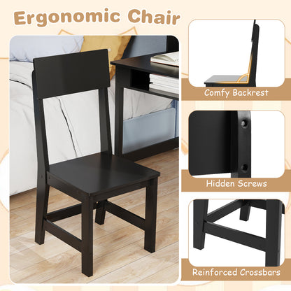 Kids Desk & Chair Set | Cork Board Drawer Storage Black