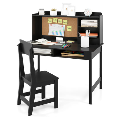Kids Desk & Chair Set | Cork Board Drawer Storage Black