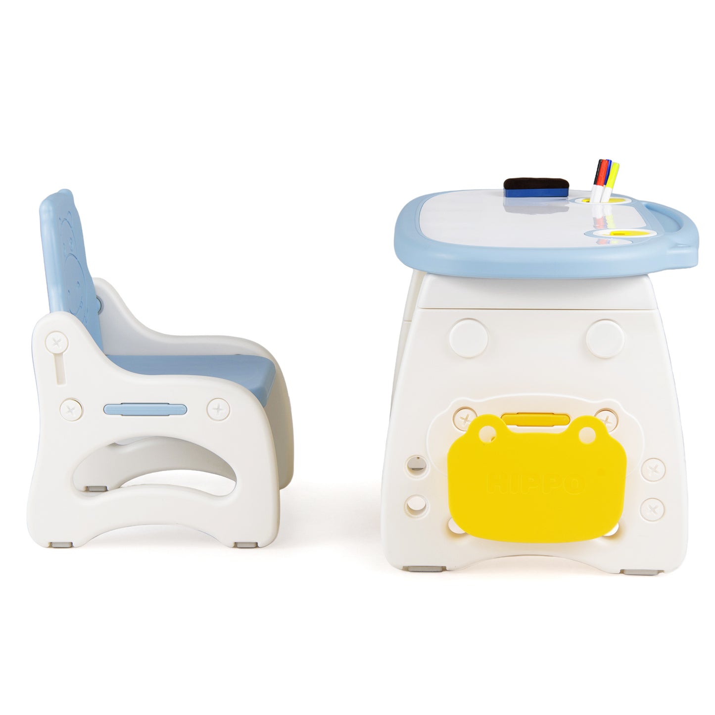 Kids Activity Table & Chair Set | Whiteboard Top Blue & White