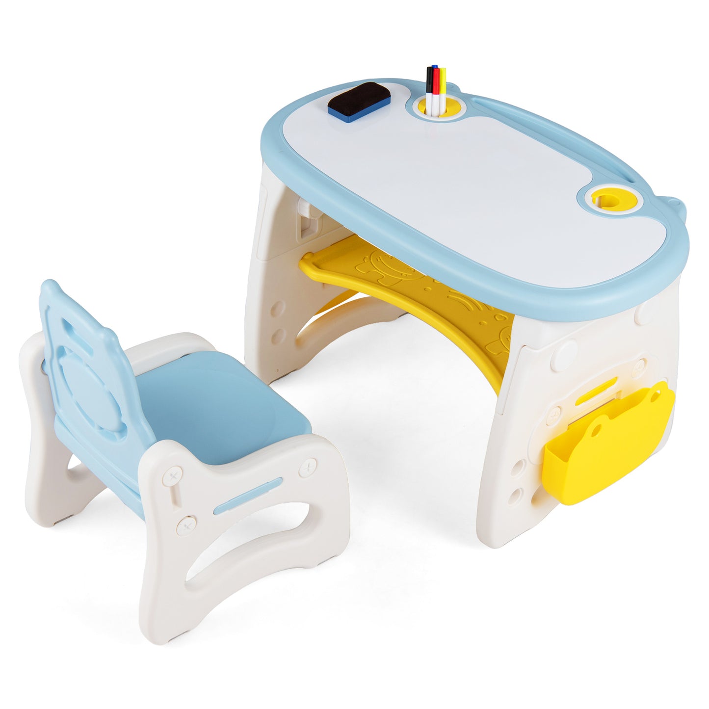 Kids Activity Table & Chair Set | Whiteboard Top Blue & White