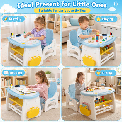 Kids Activity Table & Chair Set | Whiteboard Top Blue & White