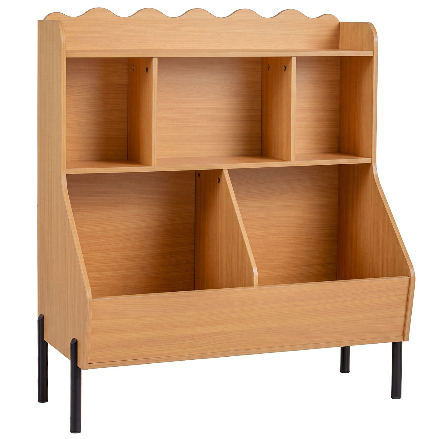 Kids Natural Toy Storage Organizer | 3 Tier Montessori Bookshelf