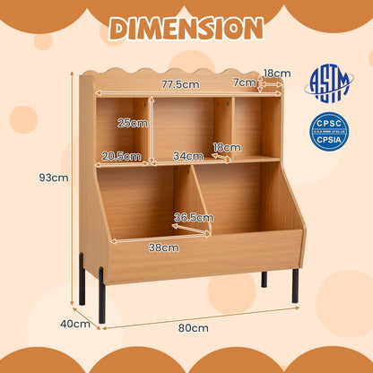 Kids Natural Toy Storage Organizer | 3 Tier Montessori Bookshelf