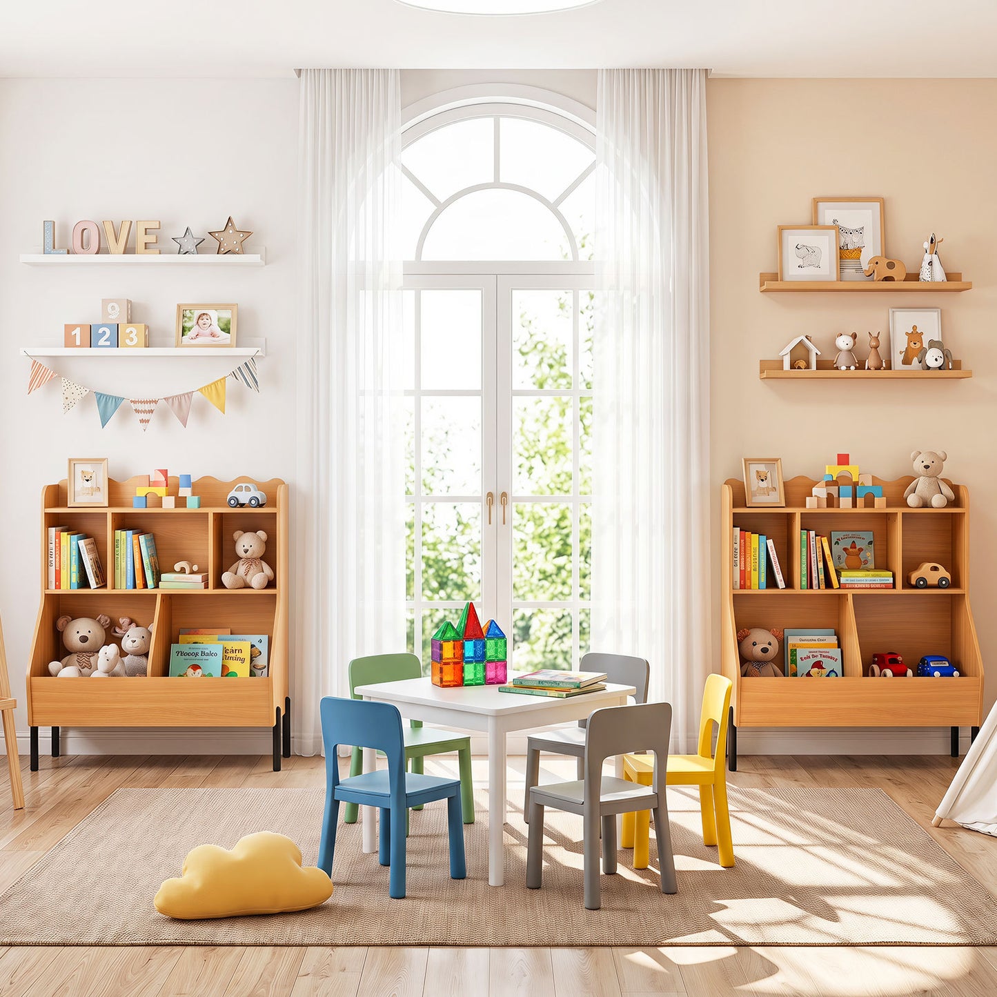 Kids Natural Toy Storage Organizer | 3 Tier Montessori Bookshelf
