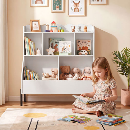 White Kids Toy Storage Organizer | 3 Tier Bookcase Shelf