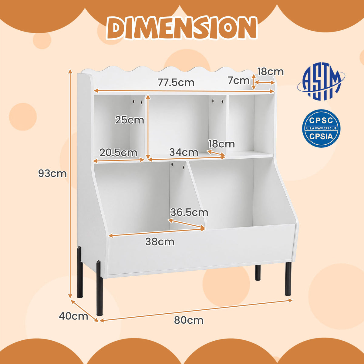 White Kids Toy Storage Organizer | 3 Tier Bookcase Shelf
