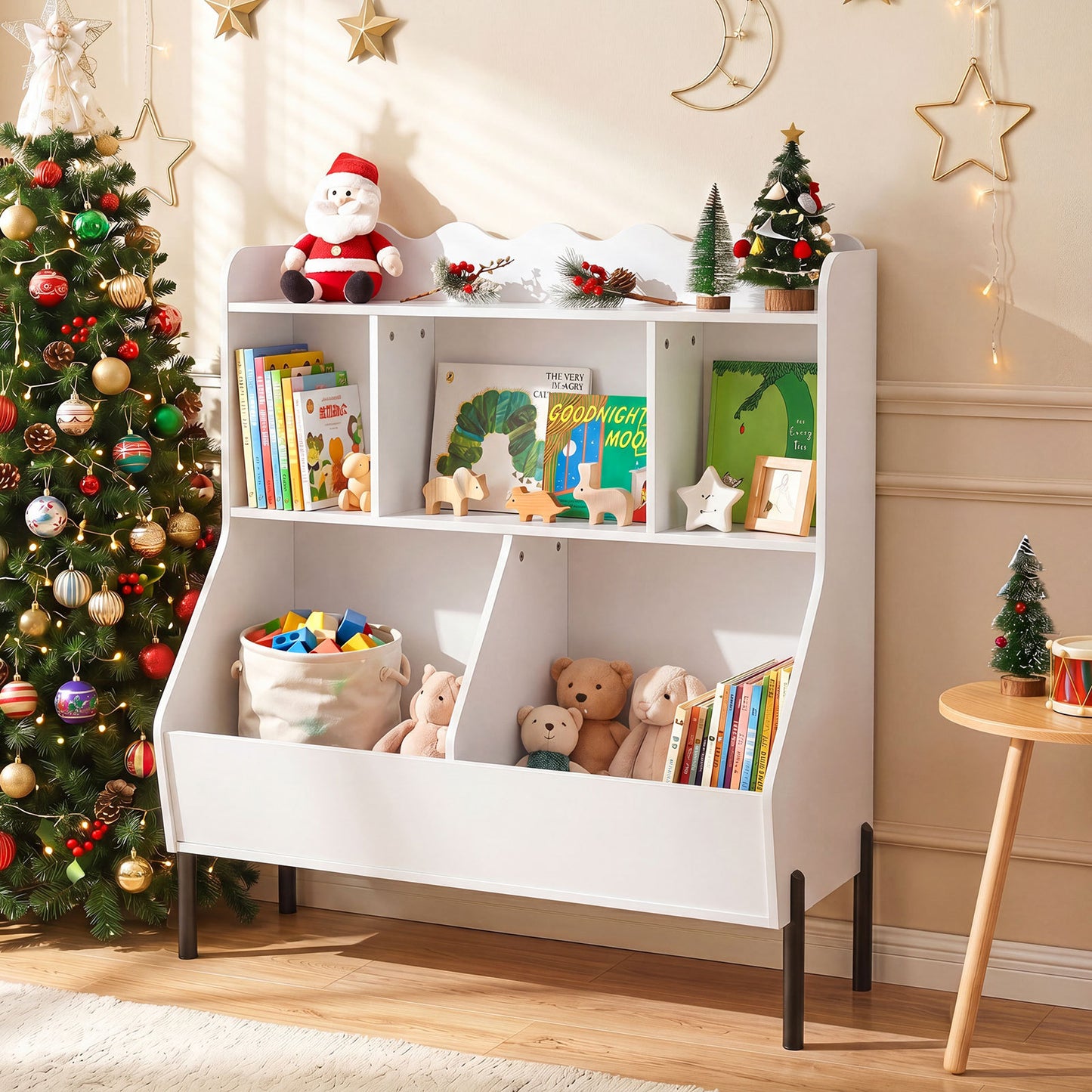 White Kids Toy Storage Organizer | 3 Tier Bookcase Shelf