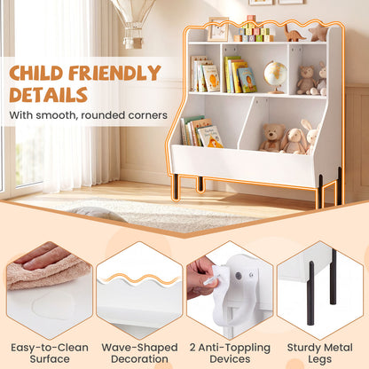 White Kids Toy Storage Organizer | 3 Tier Bookcase Shelf