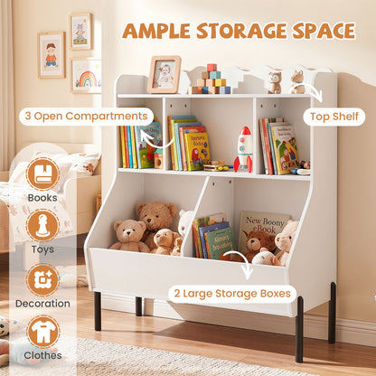 White Kids Toy Storage Organizer | 3 Tier Bookcase Shelf