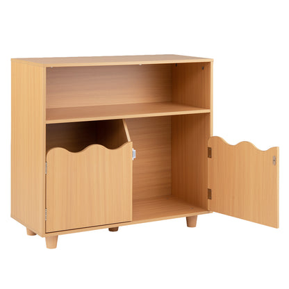 Kids Toy Storage Organizer | 2-Door Cabinet & Top Surface Natural