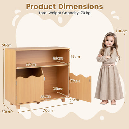Kids Toy Storage Organizer | 2-Door Cabinet & Top Surface Natural