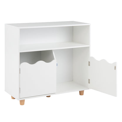 Kids Toy Storage Organizer | 2-Door Cabinet & Top Surface White