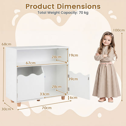 Kids Toy Storage Organizer | 2-Door Cabinet & Top Surface White