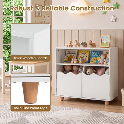Kids Toy Storage Organizer | 2-Door Cabinet & Top Surface White