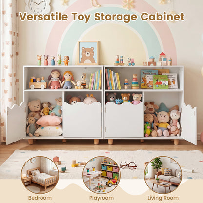 Kids Toy Storage Organizer | 2-Door Cabinet & Top Surface White