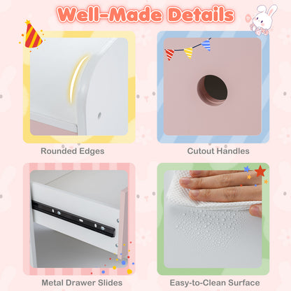 Kids Vanity Desk with Lights | Pink & White Princess Makeup Table