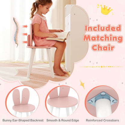 Kids Vanity Desk with Lights | Pink & White Princess Makeup Table