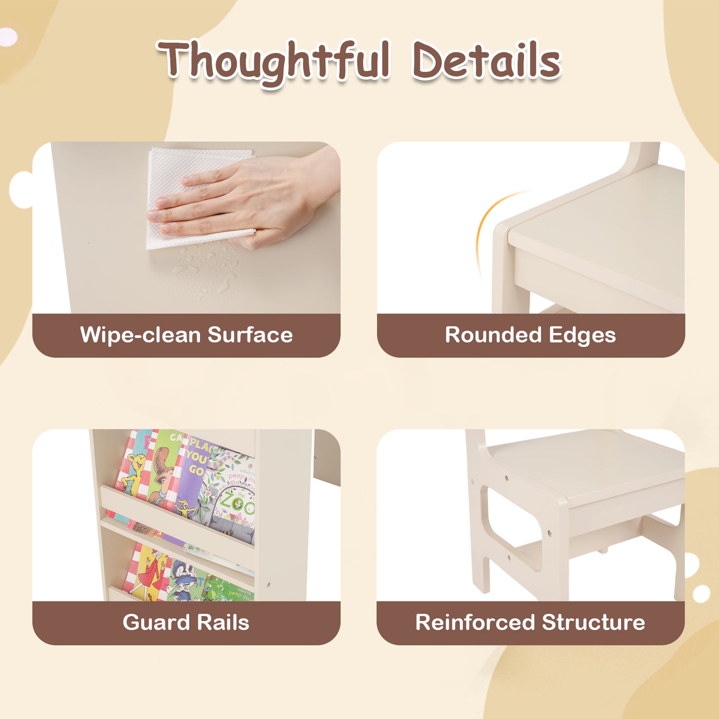 Kids Art Table & Chair Set | Natural Wood Tone With Storage