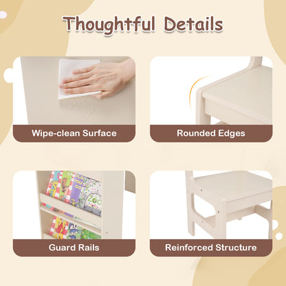 Kids Art Table & Chair Set | Natural Wood Tone With Storage