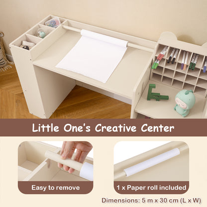 Kids Art Table & Chair Set | Natural Wood Tone With Storage