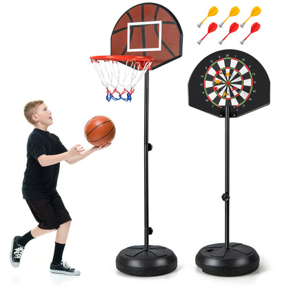 Kids Black Basketball Hoop | Dart Board | Adjustable Height