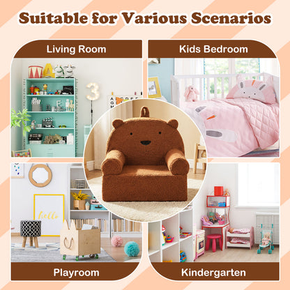 Kids Brown Bear Sofa | Teddy Fleece Cover High Density Foam