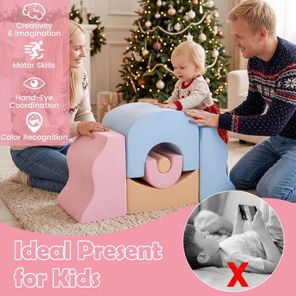 Kids 6-Piece Foam Climbing Block Set | Multicolour Suede