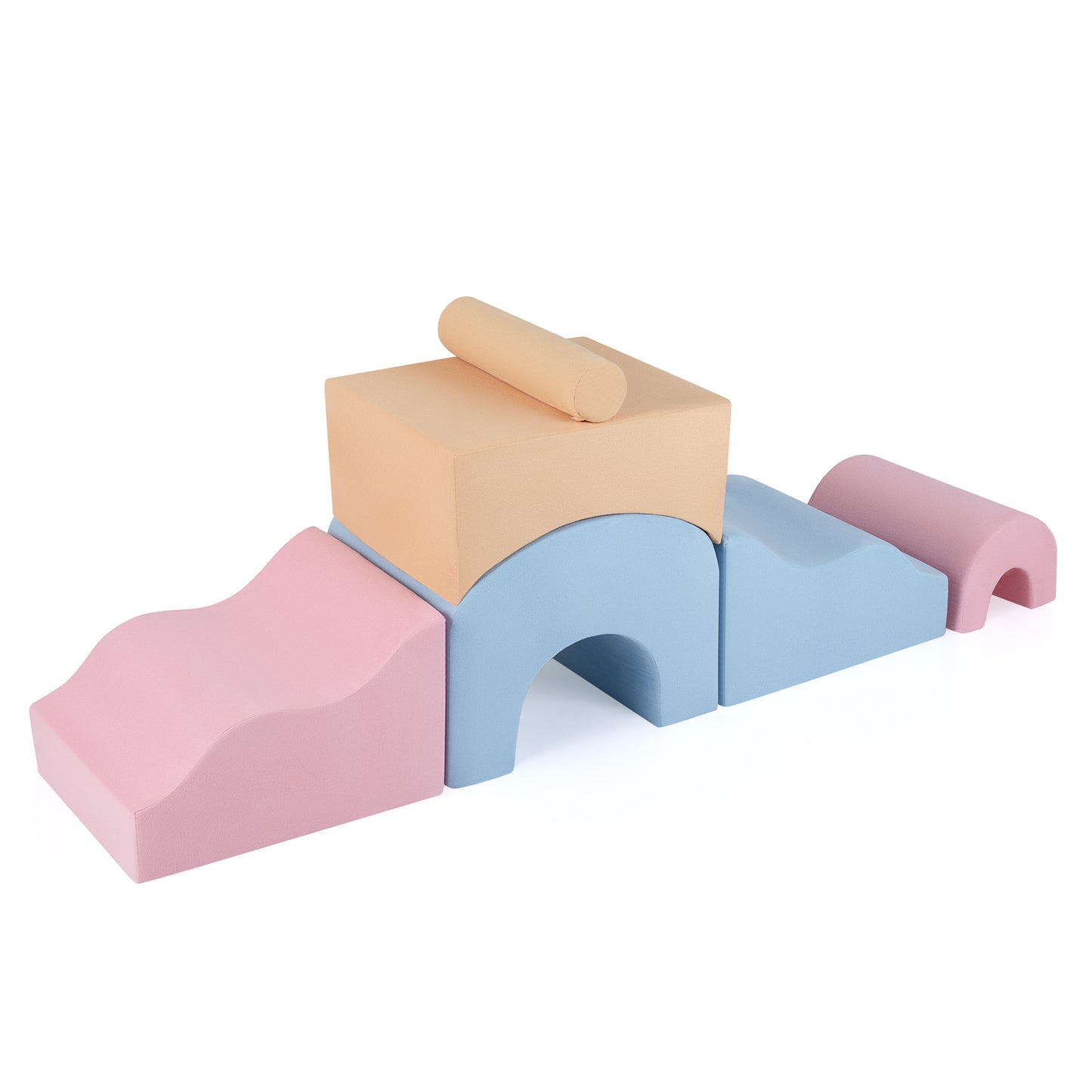 Kids 6-Piece Foam Climbing Block Set | Multicolour Suede