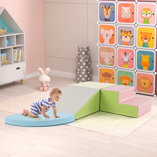 Costway 4-Piece Soft Toddler Corner Climbing Sliding Blocks for Babies-Multicolour