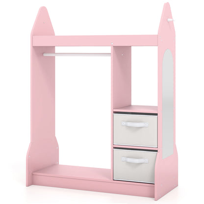 Pink Kids Dress Up Center | Rocket Shape With Mirror & Storage