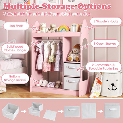 Pink Kids Dress Up Center | Rocket Shape With Mirror & Storage