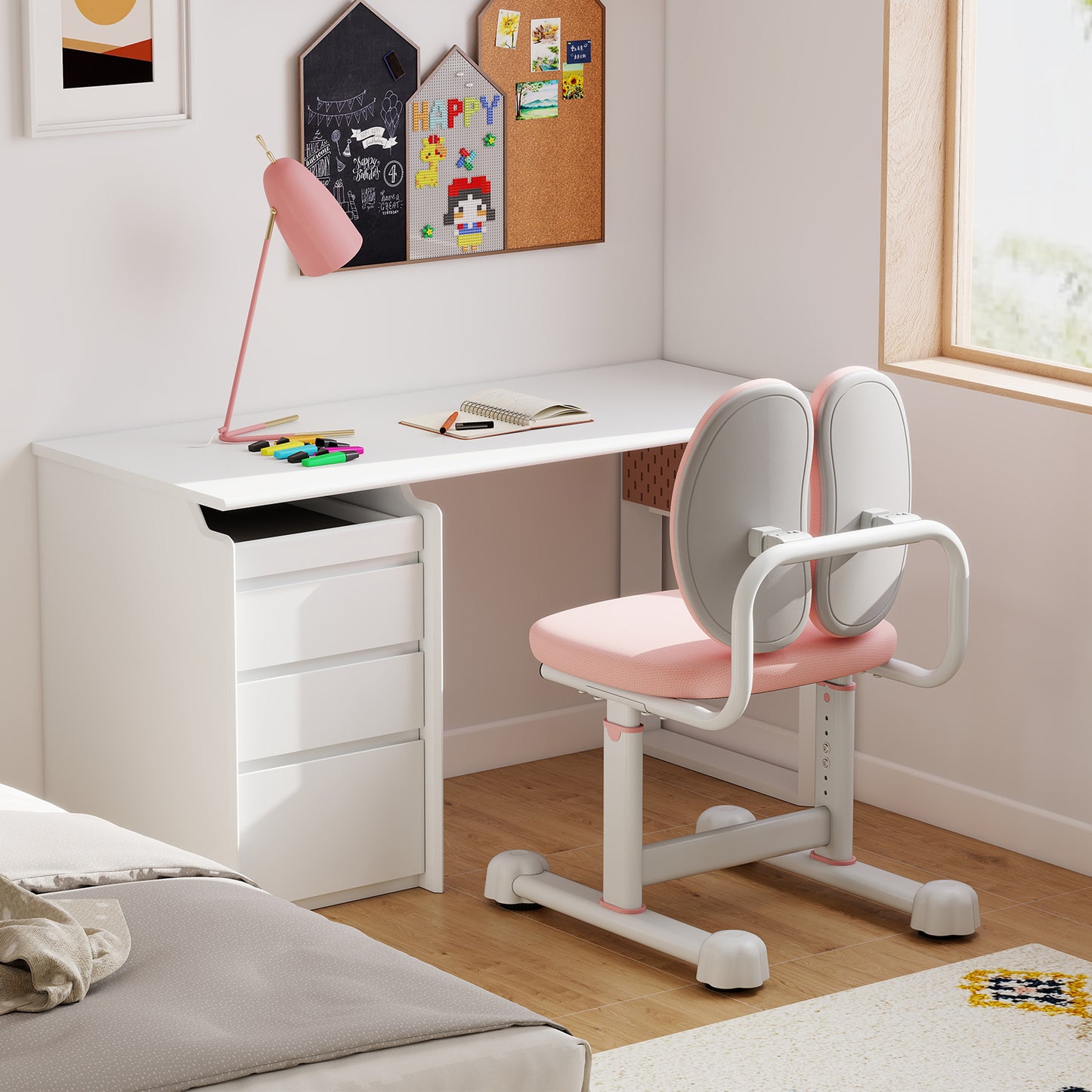 Pink Kids Desk Chair | Adjustable Height & Dual Back Support (Chair Only)