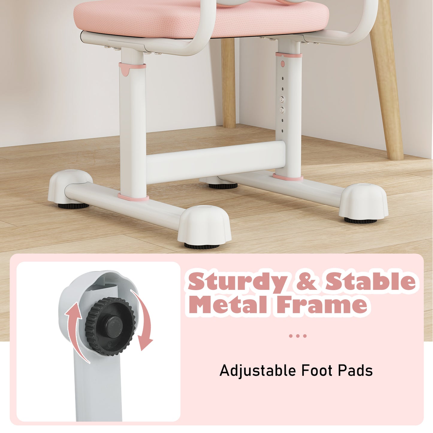 Pink Kids Desk Chair | Adjustable Height & Dual Back Support (Chair Only)