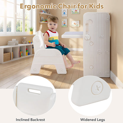 Beige Kids Desk & Chair Set | Tiltable Desktop & Bookshelves