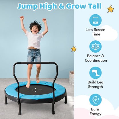 40" Blue Kids Fitness Trampoline | Foam Handle Ages 3-6