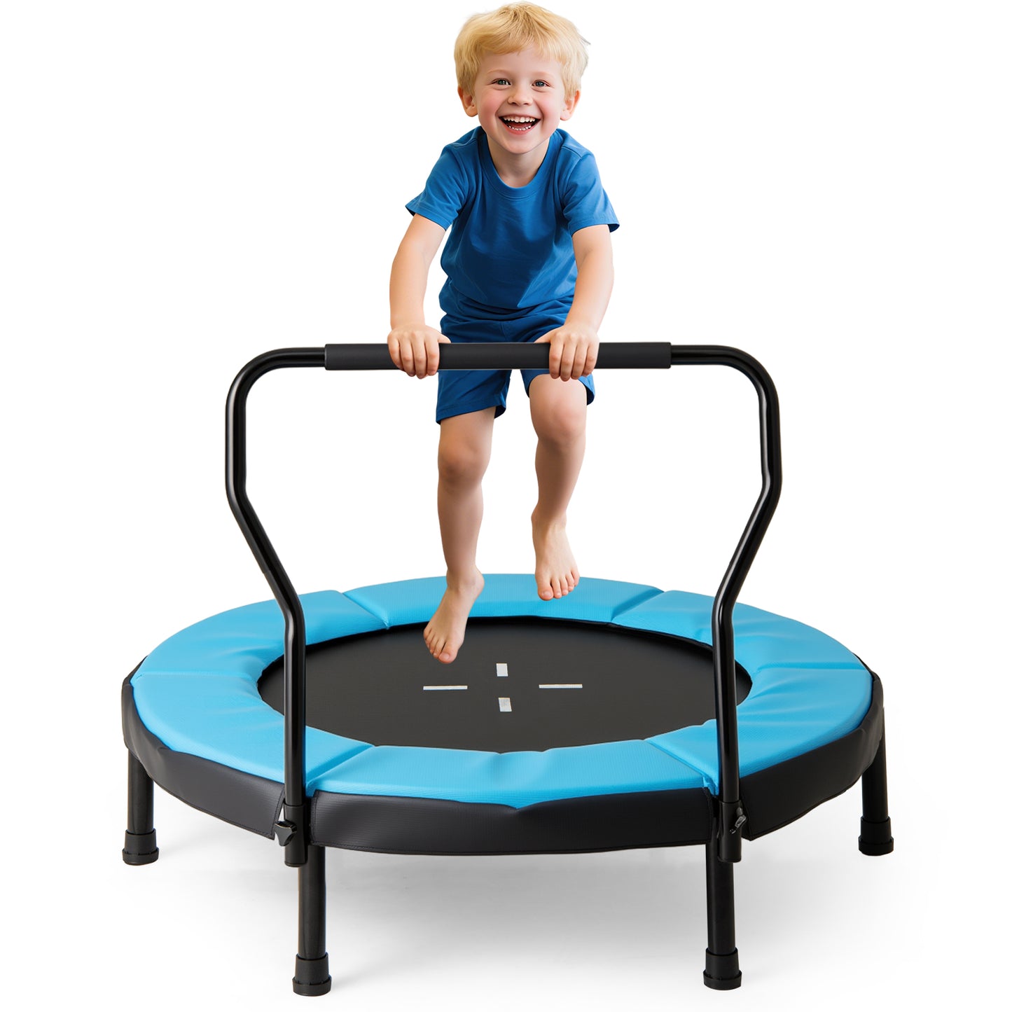 40" Blue Kids Fitness Trampoline | Foam Handle Ages 3-6