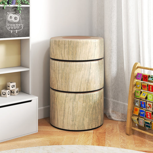 3 Piece Kids Tree Stump Floor Cushions | Natural Wood Print